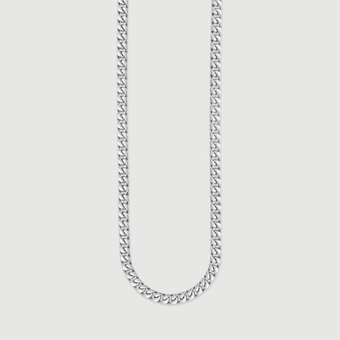 Sterling Silver 4.2mm Diamond Cut Square Curb Bracelet with Chain