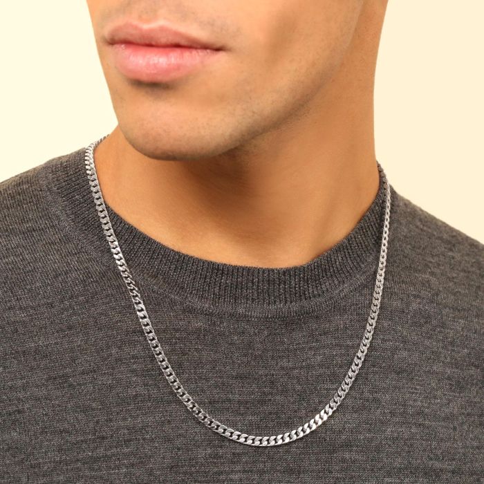 Sterling Silver 4.2mm Diamond Cut Square Curb Bracelet with Chain