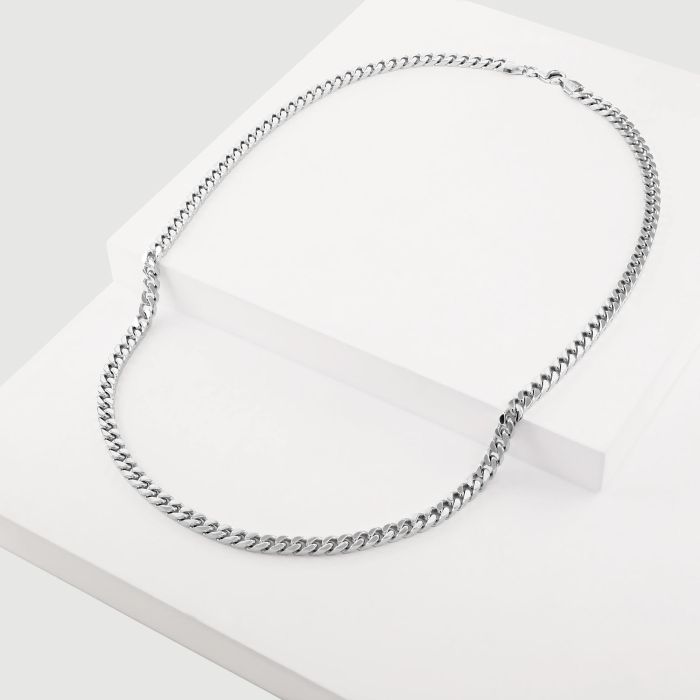Sterling Silver 4.2mm Diamond Cut Square Curb Bracelet with Chain