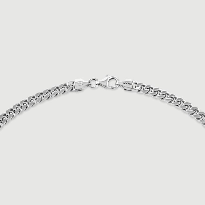 Sterling Silver 4.2mm Diamond Cut Square Curb Bracelet with Chain