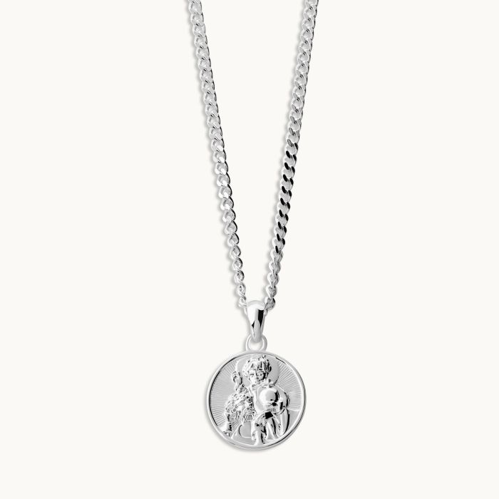 Sterling Silver 16mm Round St Christopher Necklace