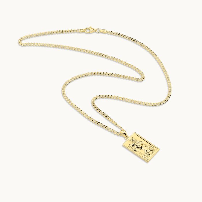 Gold Plated Sterling Silver Medium Rectangle St Christopher Necklace