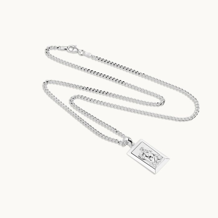 Sterling Silver Medium Rectangle St Christopher Necklace