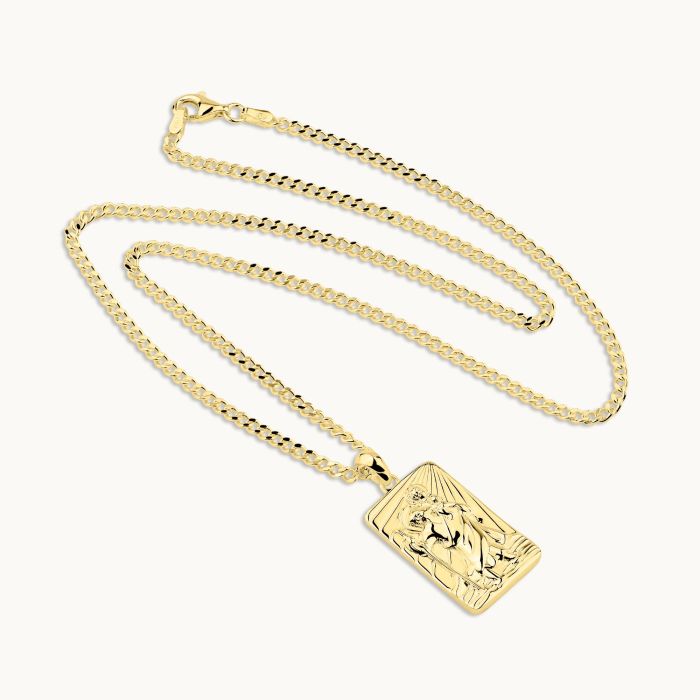 Gold Plated Sterling Silver Large Rectangle St Christopher Necklace