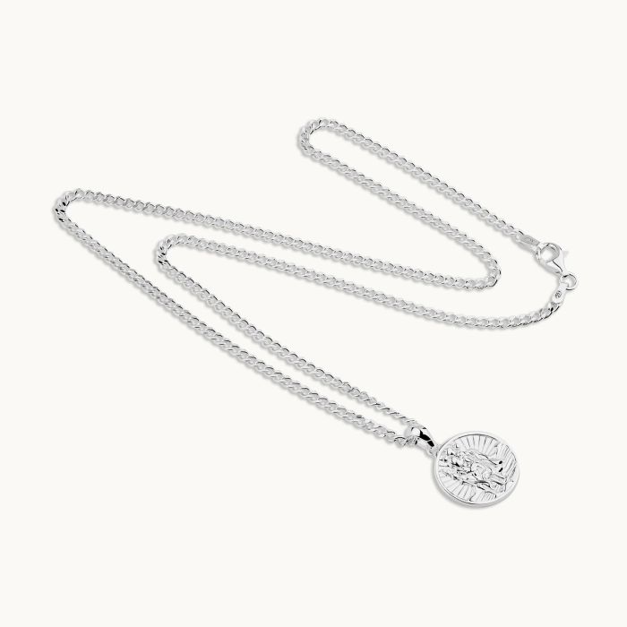 Sterling Silver 16mm Round St Christopher Necklace