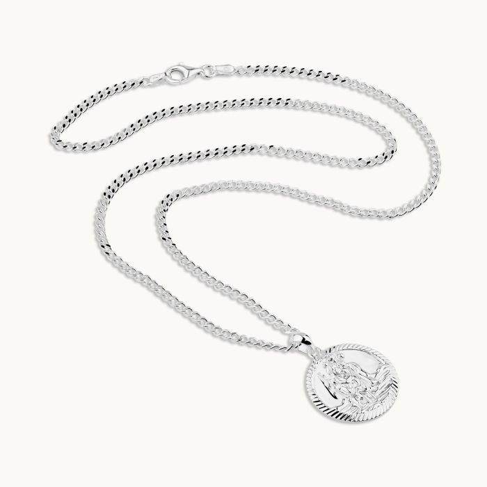 Sterling Silver 20mm Round St Christopher Necklace