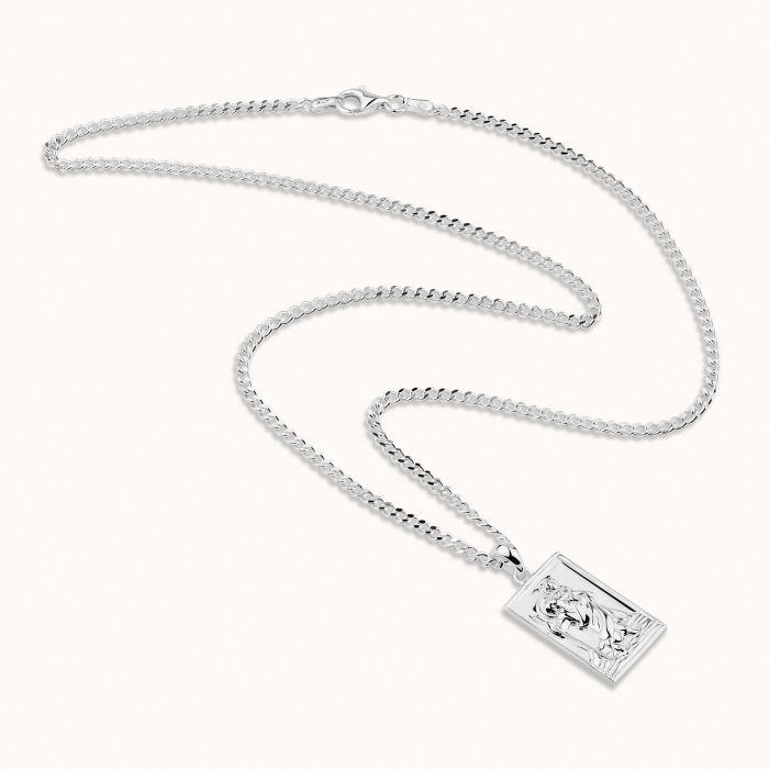 Sterling Silver Medium Rectangle St Christopher Necklace