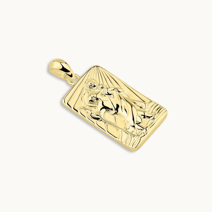 Gold Plated Sterling Silver Medium Rectangle St Christopher Pendant