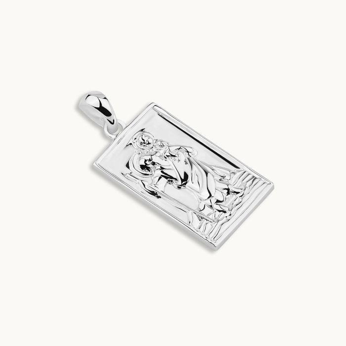 Sterling Silver Medium Rectangle St Christopher Pendant