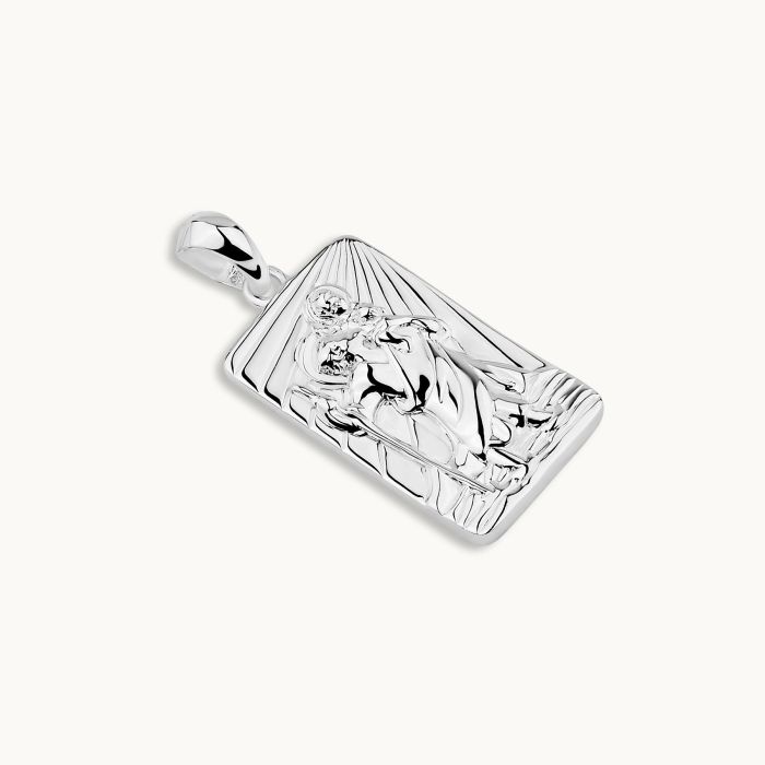 Sterling Silver Medium Rectangle St Christopher Pendant