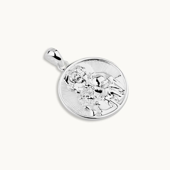 Sterling Silver 20mm Round St Christopher Pendant