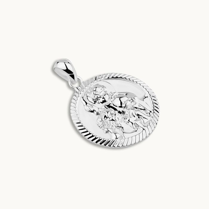 Sterling Silver 20mm Round St Christopher Pendant