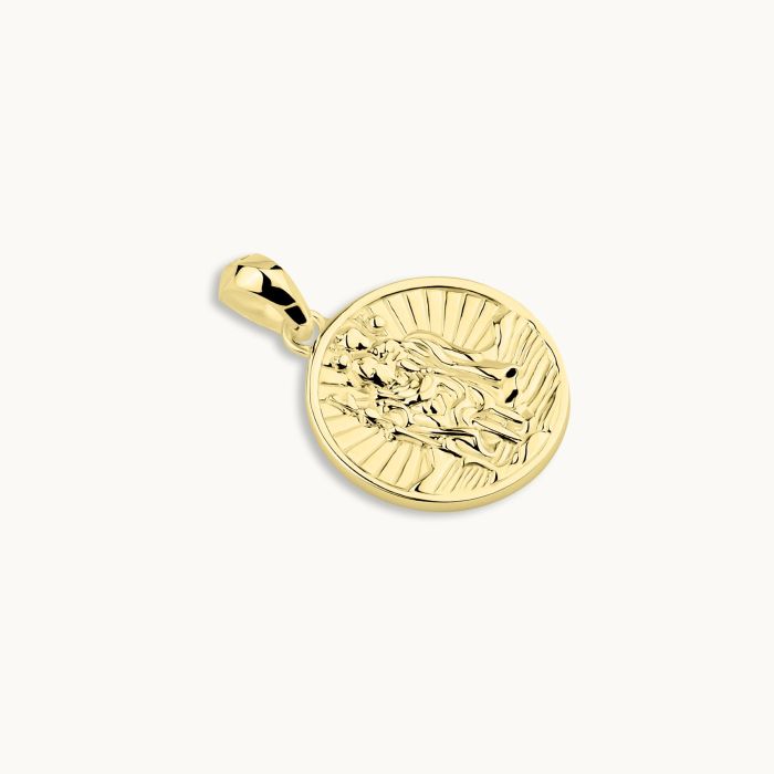 Gold Plated Sterling Silver 16mm Round St Christopher Pendant