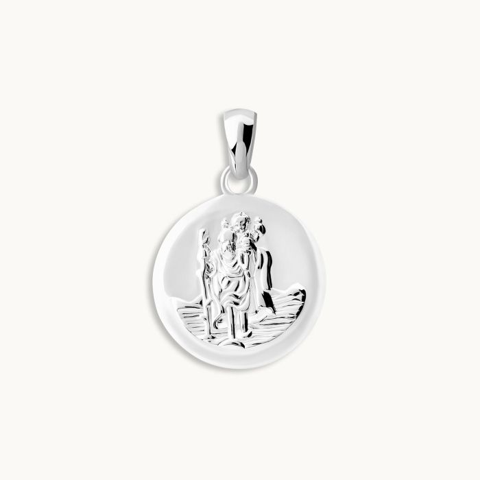 Sterling Silver 16mm Round St Christopher Pendant