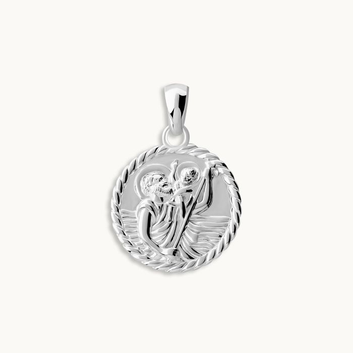 Sterling Silver 16mm Round St Christopher Pendant