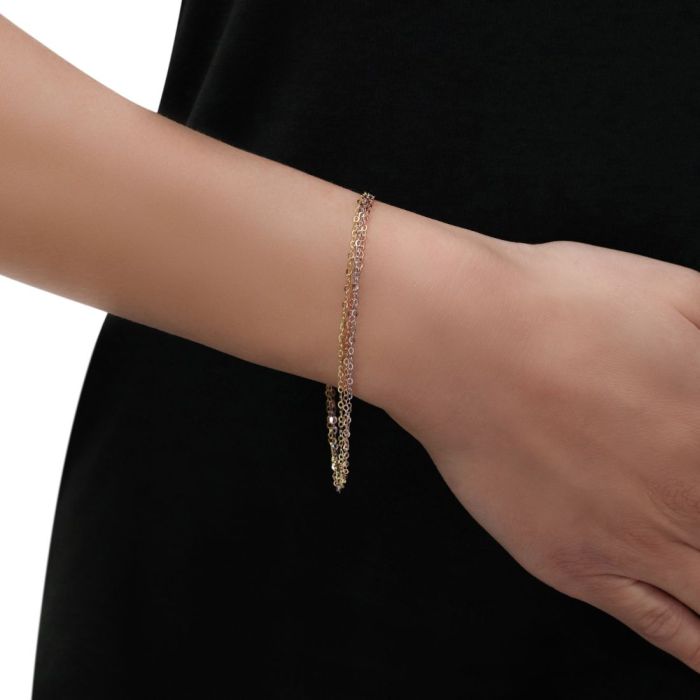 Sterling Silver Rose Yellow Gold Layered Extendable Bracelet