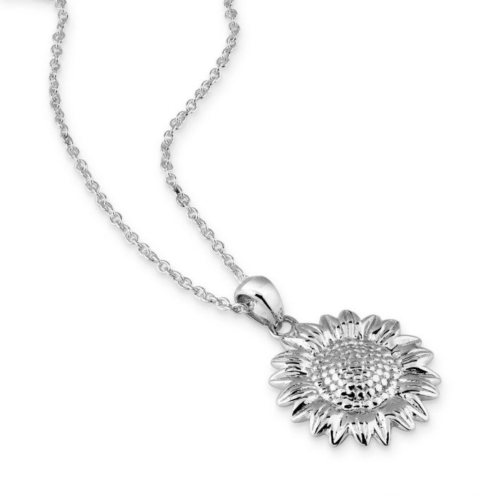 Sterling Silver SUNFLOWER Necklace with Cable Chain