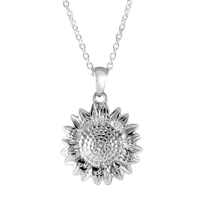 Sterling Silver SUNFLOWER Necklace with Cable Chain