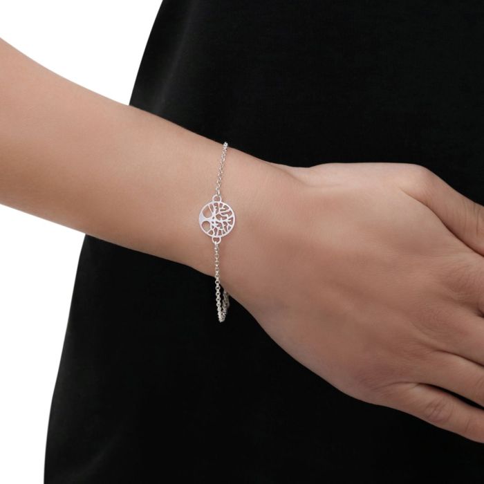 Sterling Silver Tree Of Life Extendable Belcher Bracelet