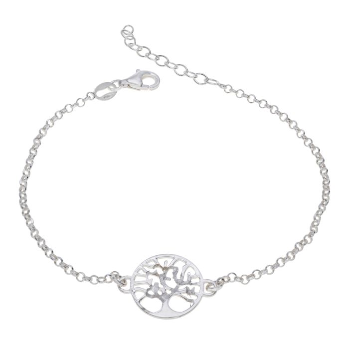 Sterling Silver Tree Of Life Extendable Belcher Bracelet