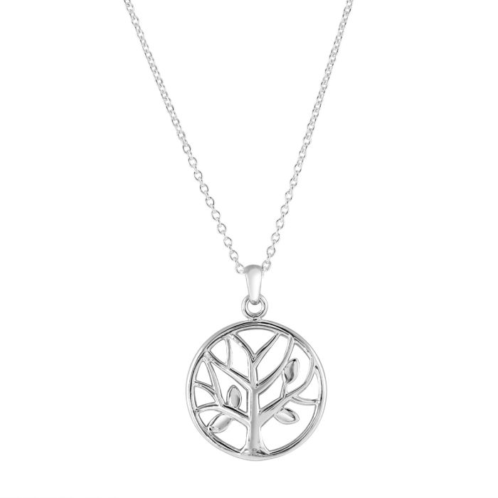 Sterling Silver Round Tree of Life Necklace with Cable Chain