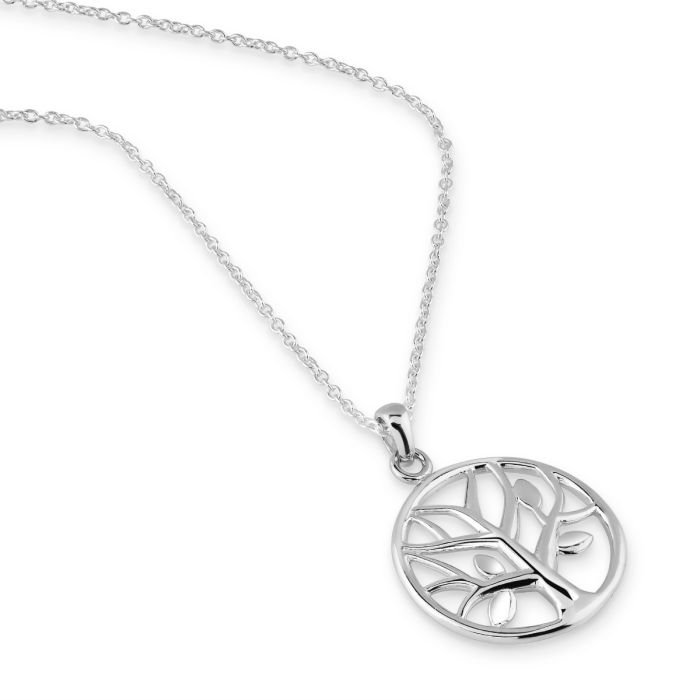 Sterling Silver Round Tree of Life Necklace with Cable Chain