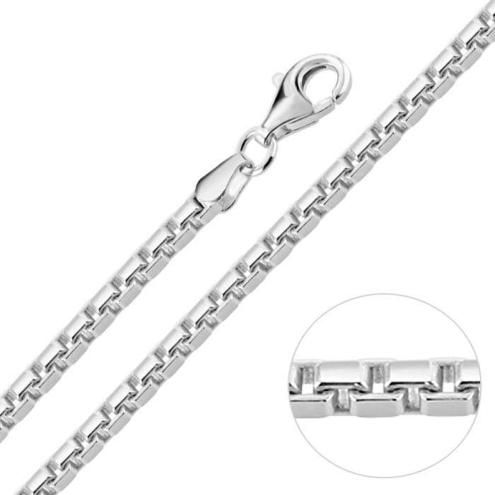 Sterling Silver 2.8mm Box Chain Necklace Diamond Cut