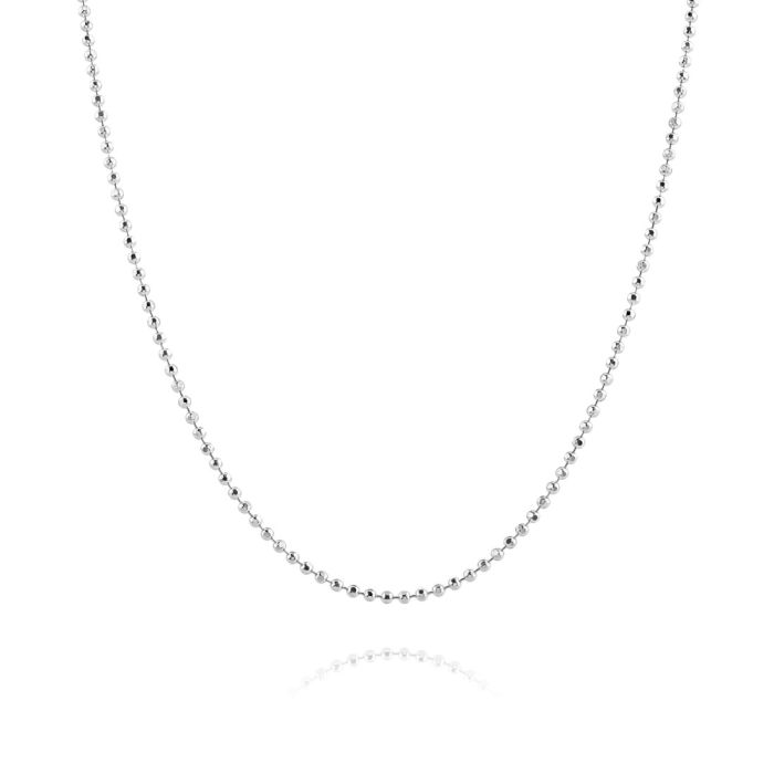 Sterling Silver 1.5mm Diamond Cut Ball Bead Chain Necklace