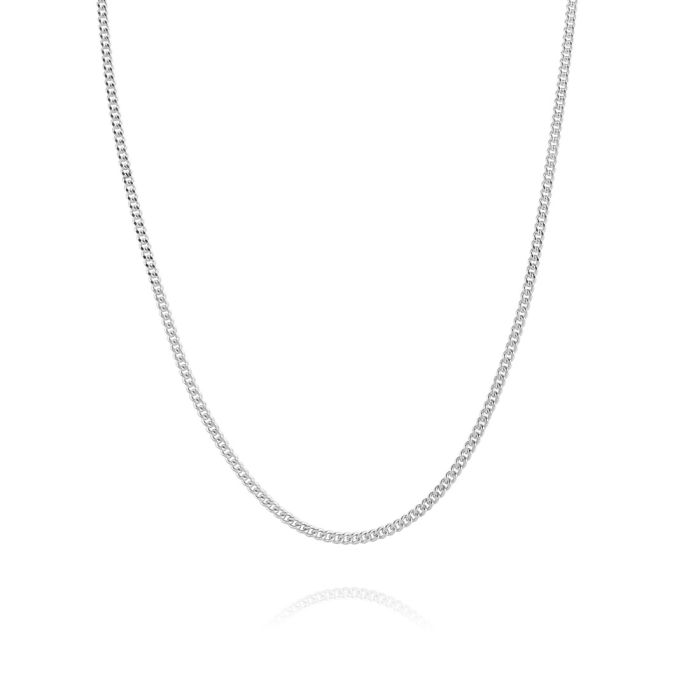 Sterling Silver 1.4mm Diamond Cut Curb Chain Necklace