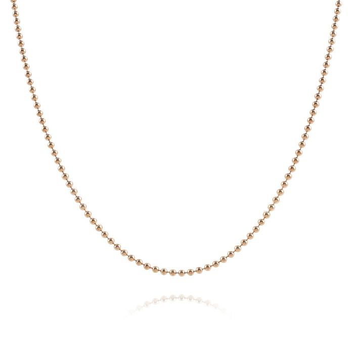 9ct Rose Gold plated 1.5mm Ball Bead Chain Necklace