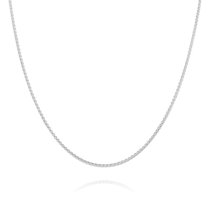 Sterling Silver Fine 1mm Spiga Wheat Chain Necklace