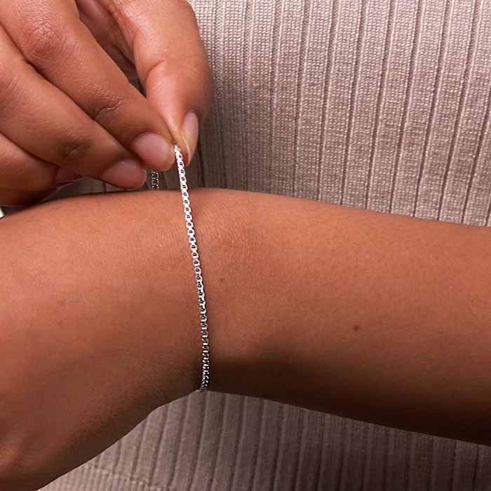 Sterling Silver 2mm Rounded Box Link Bracelet