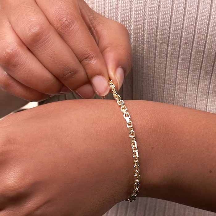 9ct Gold Plated Sterling Silver 3.5mm Anchor Bracelet