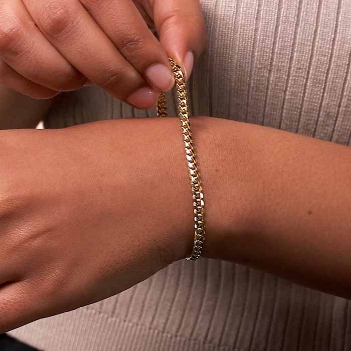 9ct Yellow Gold Plated Sterling Silver 4.2mm Cuban Bracelet