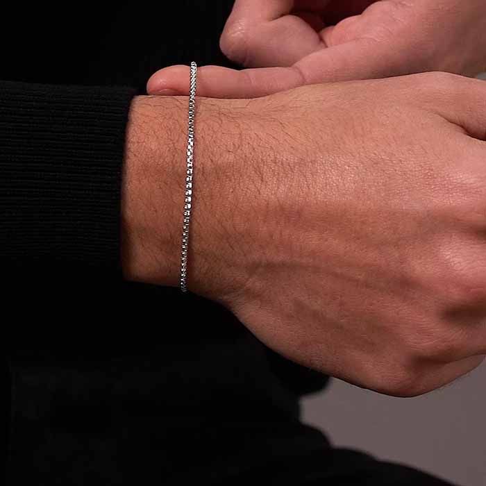 Sterling Silver 2mm Rounded Box Link Bracelet