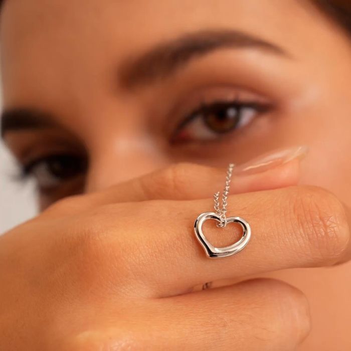 Sterling Silver Floating Heart Necklace