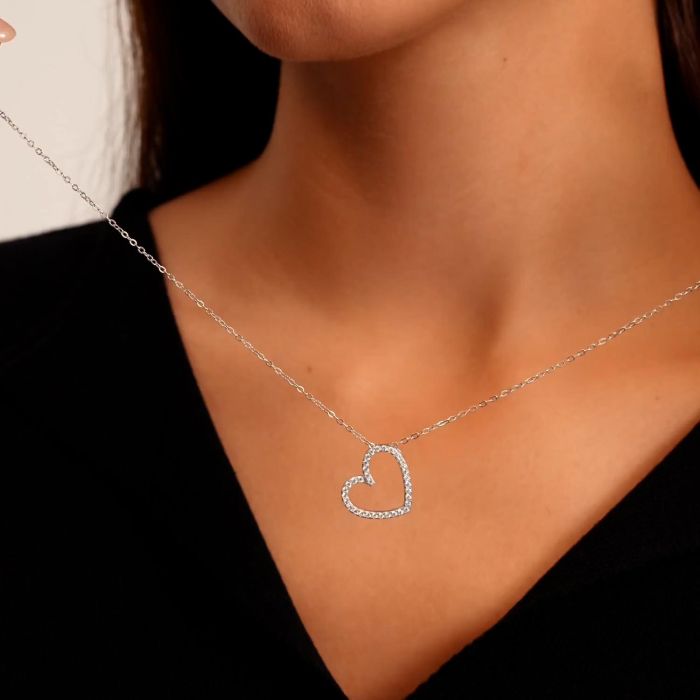 Sterling Silver Floating Heart Necklace