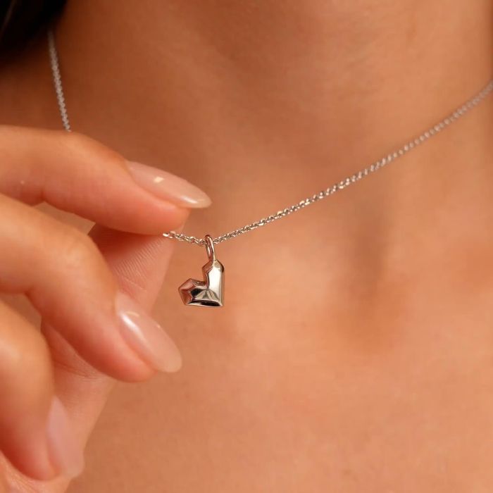 Sterling Silver Geometric Heart Necklace