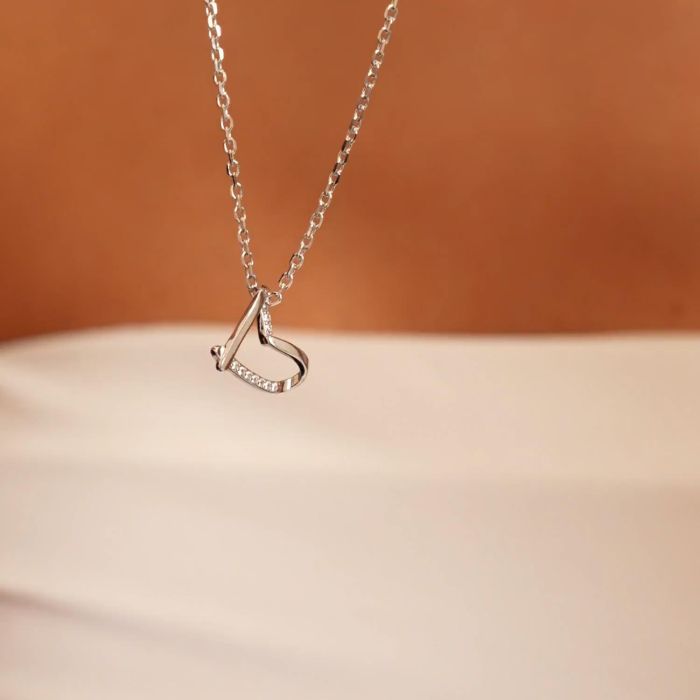 Sterling Silver Floating Heart Necklace