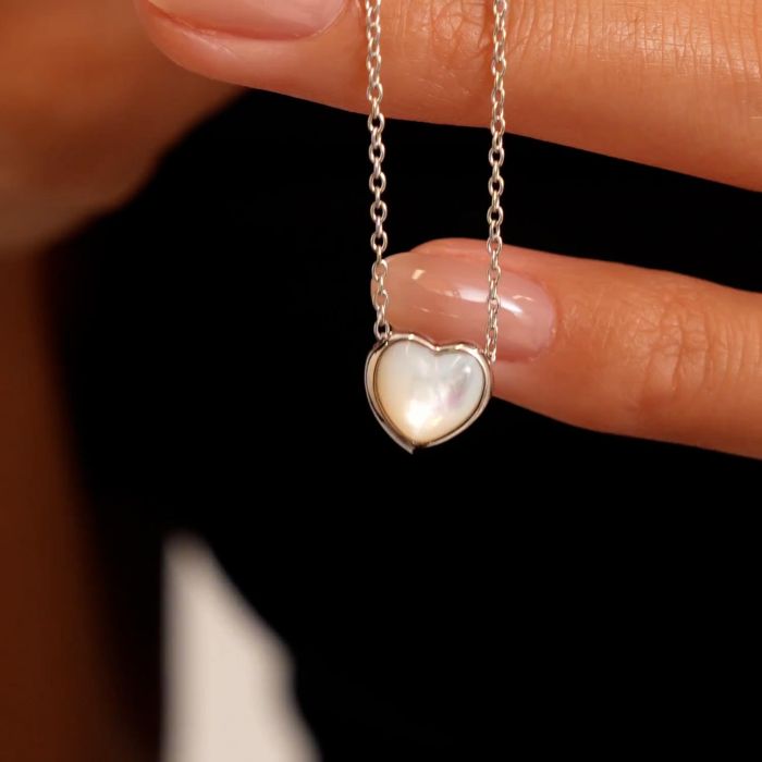 Sterling Silver Moonstone Heart Necklace