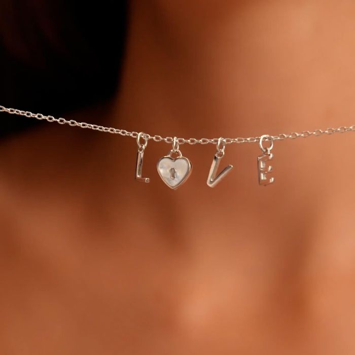 Sterling Silver Love Heart Charm Necklace