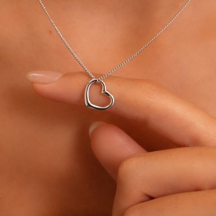 Sterling Silver Floating Heart Necklace