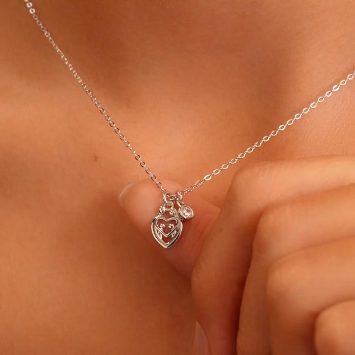 Sterling Silver Family Love Heart Necklace