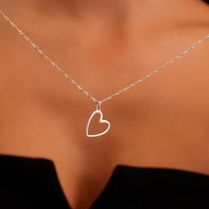 Sterling Silver Floating  Heart Necklace