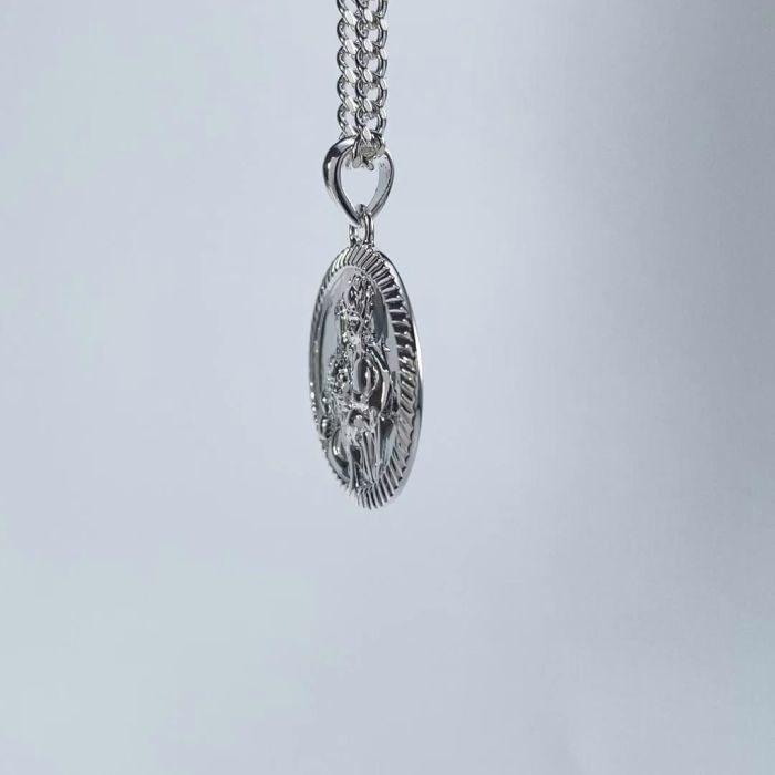 Sterling Silver 20mm Round St Christopher Necklace