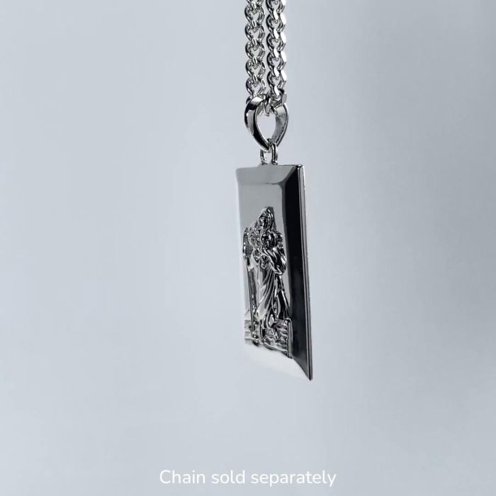 Sterling Silver Large Rectangle St Christopher Pendant