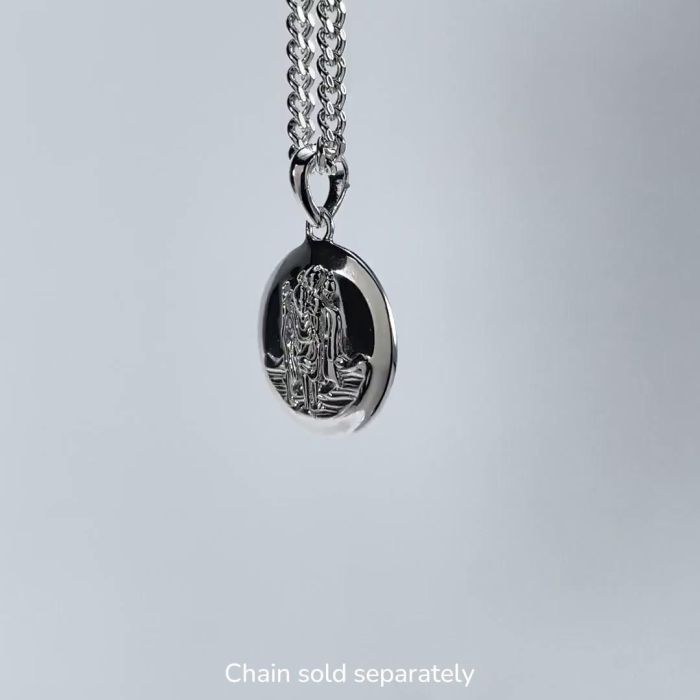 Sterling Silver 16mm Round St Christopher Pendant