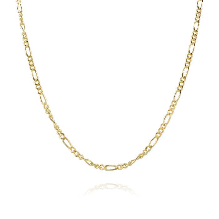 9ct Yellow Gold plated 2mm Diamond Cut Figaro Chain Necklace
