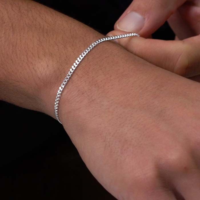 Sterling Silver 2.4mm Diamond Cut Curb Link Bracelet