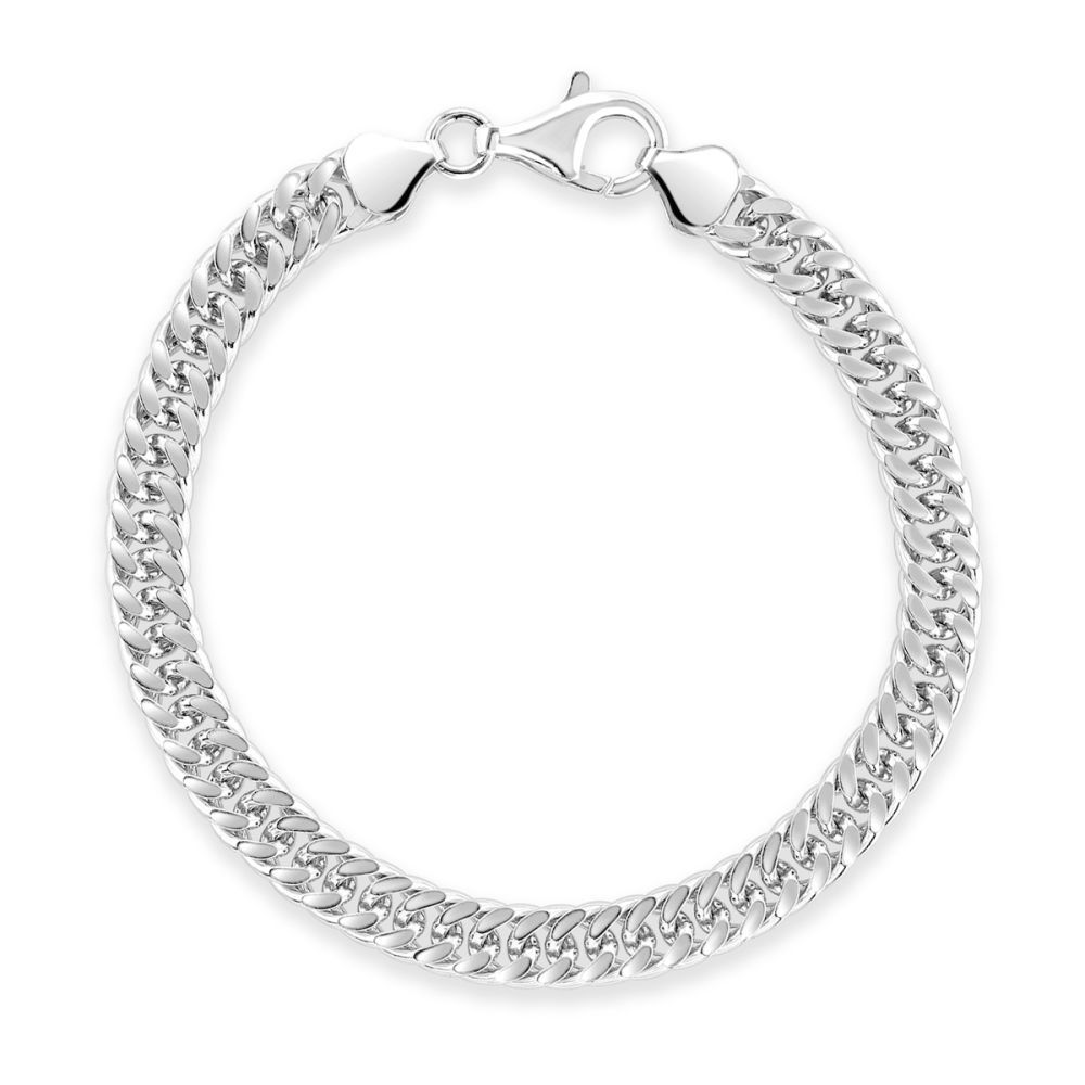 Sterling Silver 67mm Double Curb Bracelet Diamond Cut The Chain Hut